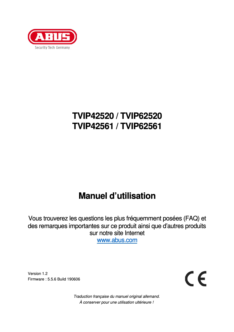 Page n°1 - Manuel utilisateur Abus IP DOME CAM 2MPX TVIP42520