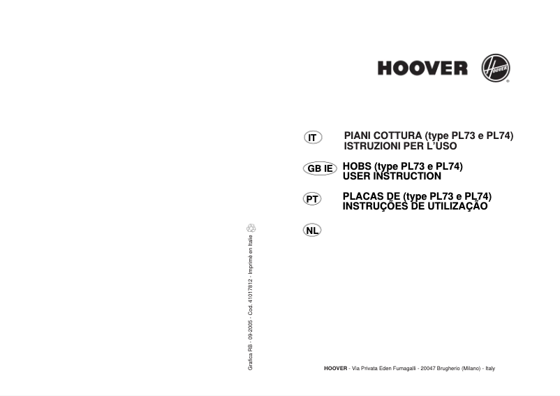 Page n°1 - Manuel utilisateur Hoover HGM7541VGH