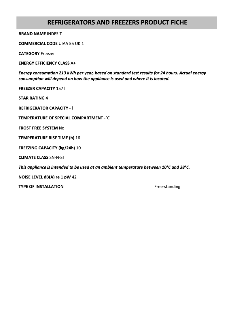 Page 1 de la notice Manuel utilisateur Indesit UIAA 55 UK.1