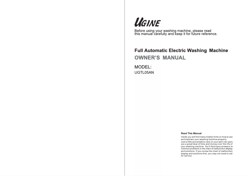 Page 1 de la notice Manuel utilisateur Ugine UGTL05AN