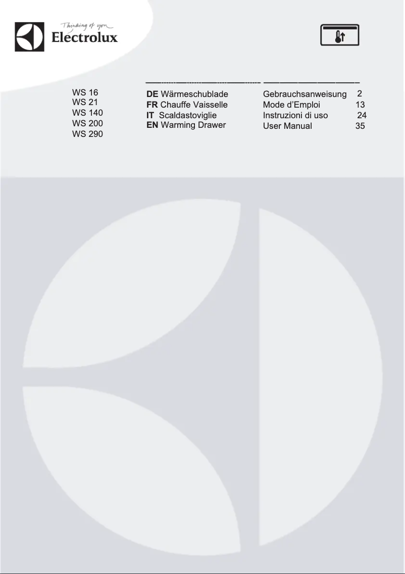 Page 1 de la notice Manuel utilisateur Electrolux WS21SP