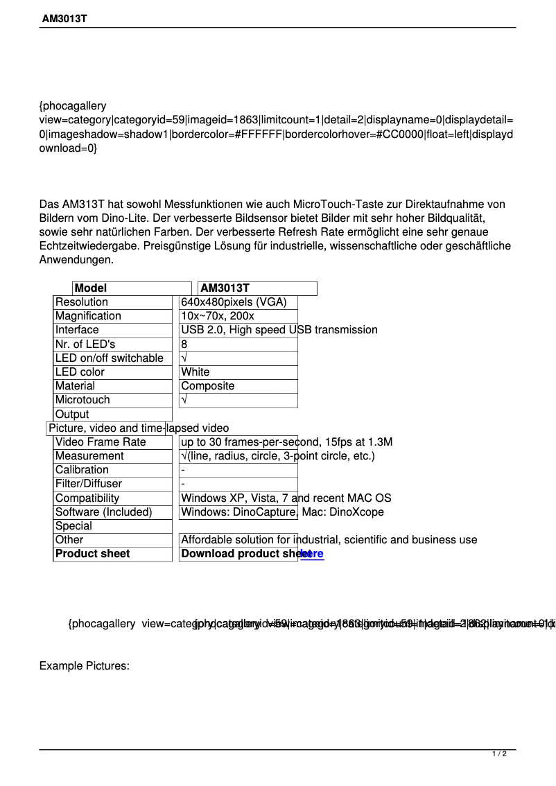 Imagen de la primera página del manual del dispositivo AM3013T