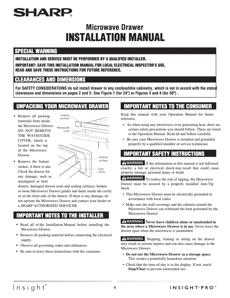 Page 1 de la notice Guide d'installation Sharp KB6524PSY