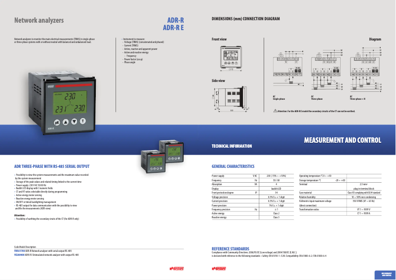 Page n°1 - Fiche technique Vemer ADR-R