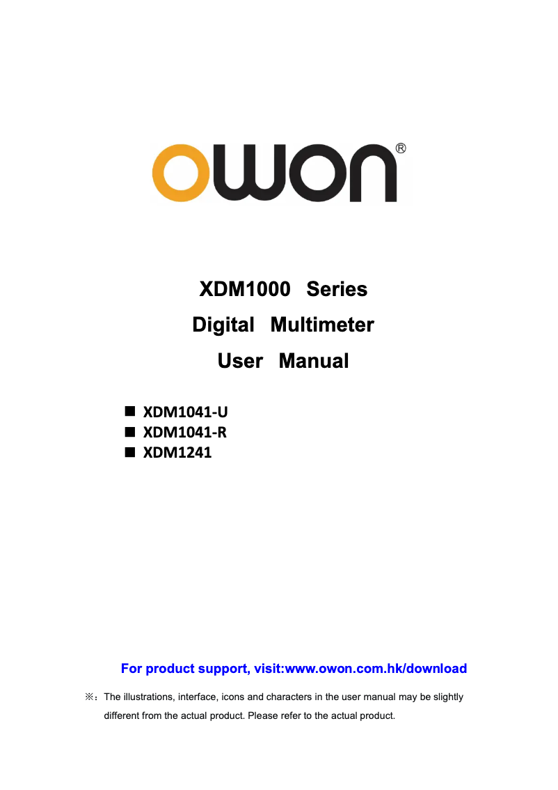 Page n°1 - Manuel utilisateur Owon XDM1000
