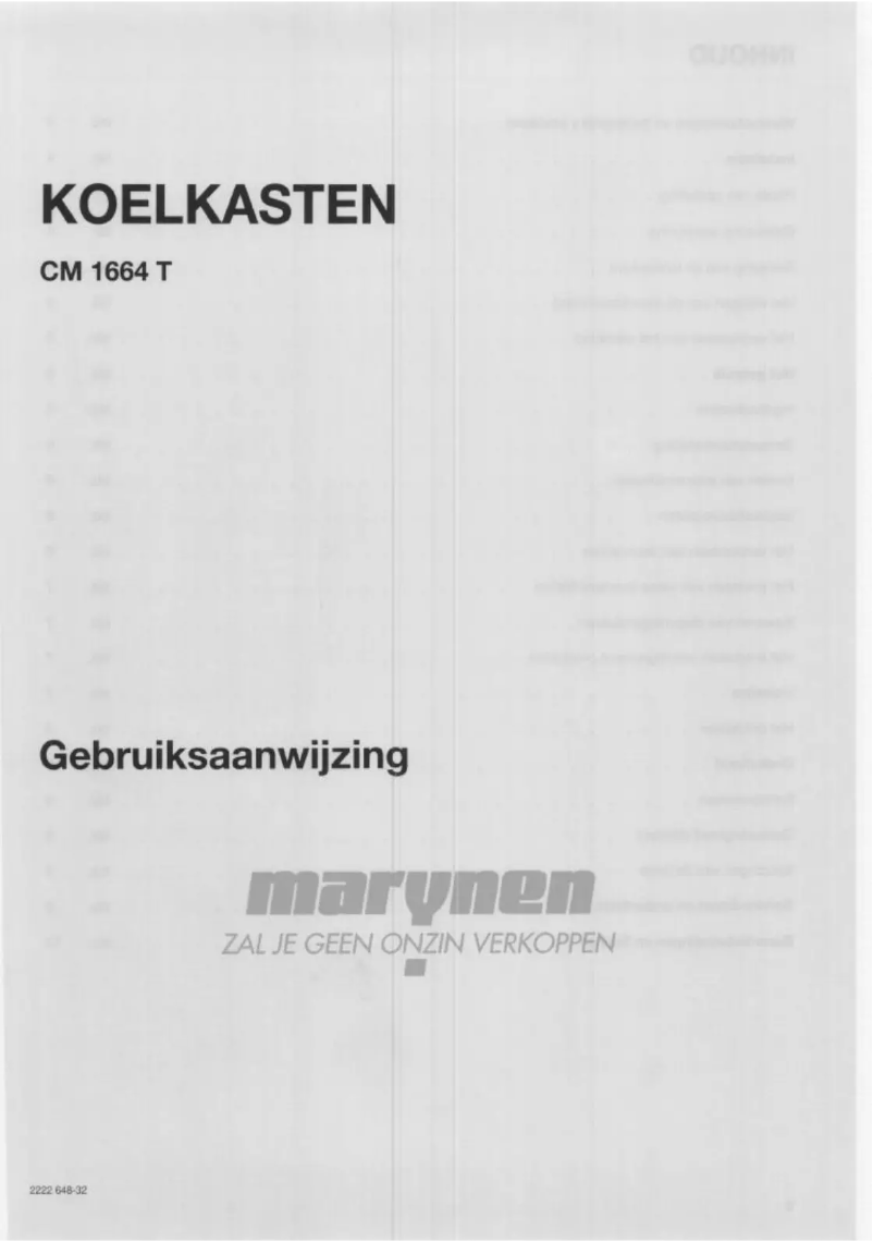 Page n°1 - Manuel utilisateur Marijnen CM 1664 T
