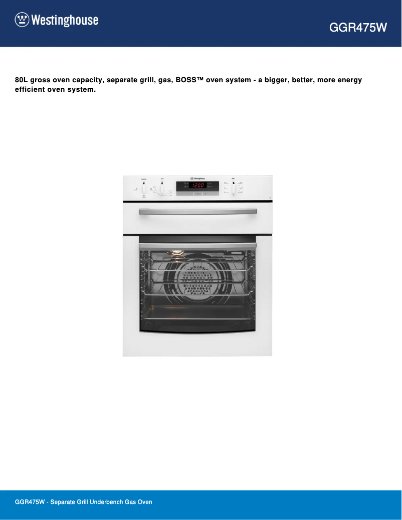 Page n°1 - Fiche technique Westinghouse GGR475W