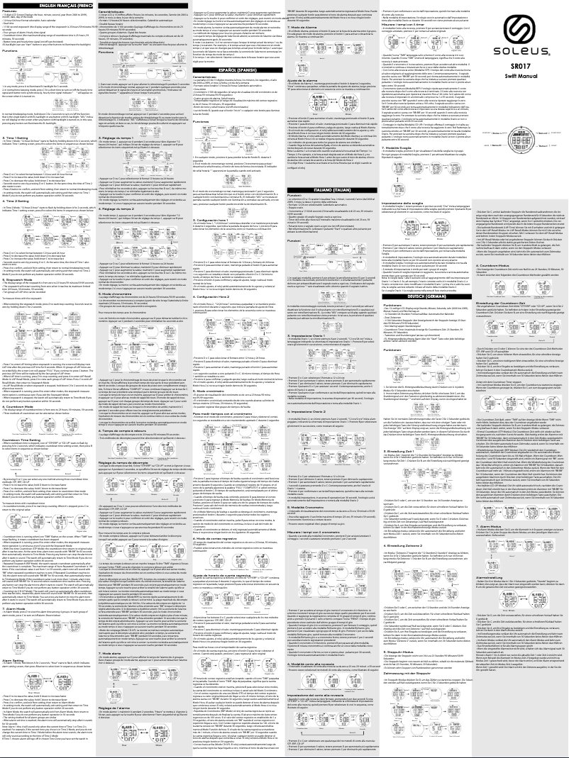 Página 1 del manual Manual de usuario Soleus Swift SR017