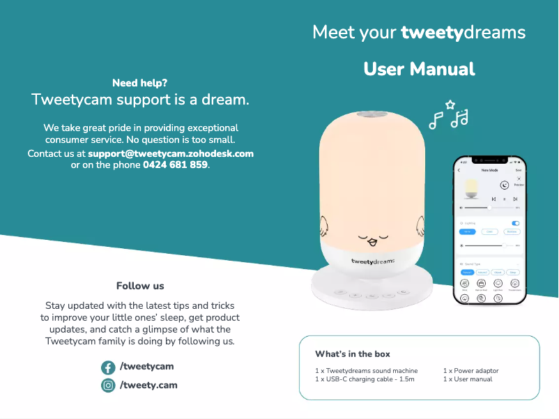 Page 1 de la notice Manuel utilisateur Tweetycam Tweetydreams