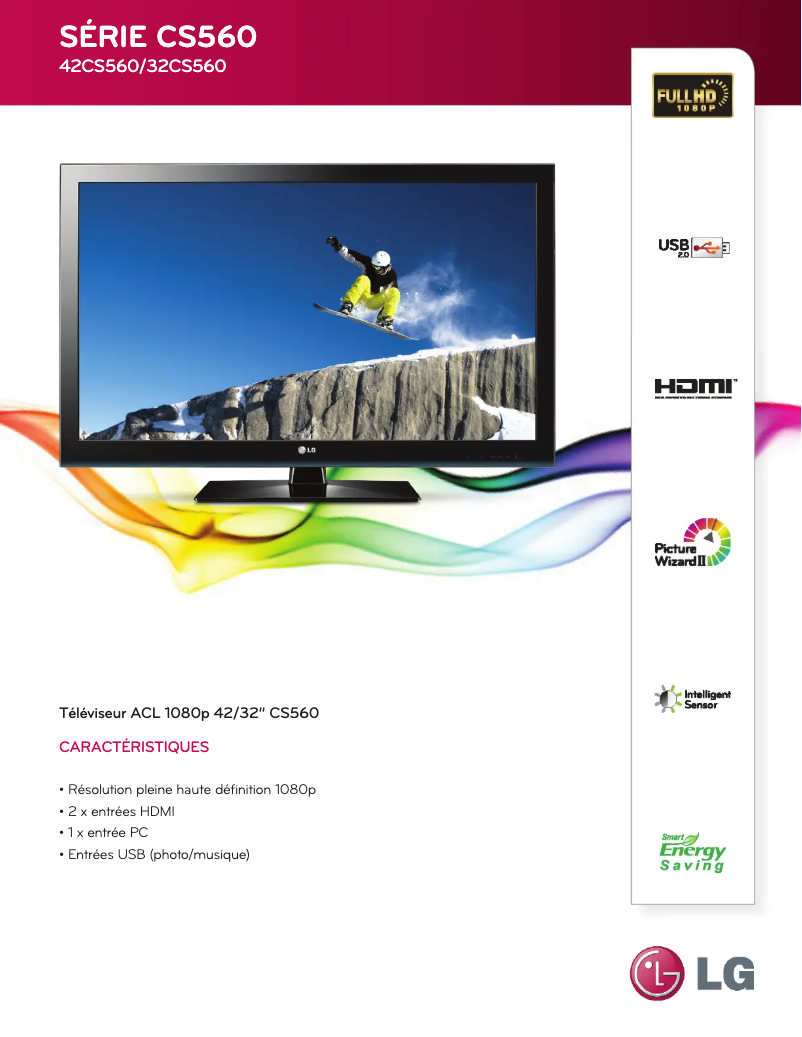 Página 1 del manual Ficha técnica LG 42CS560