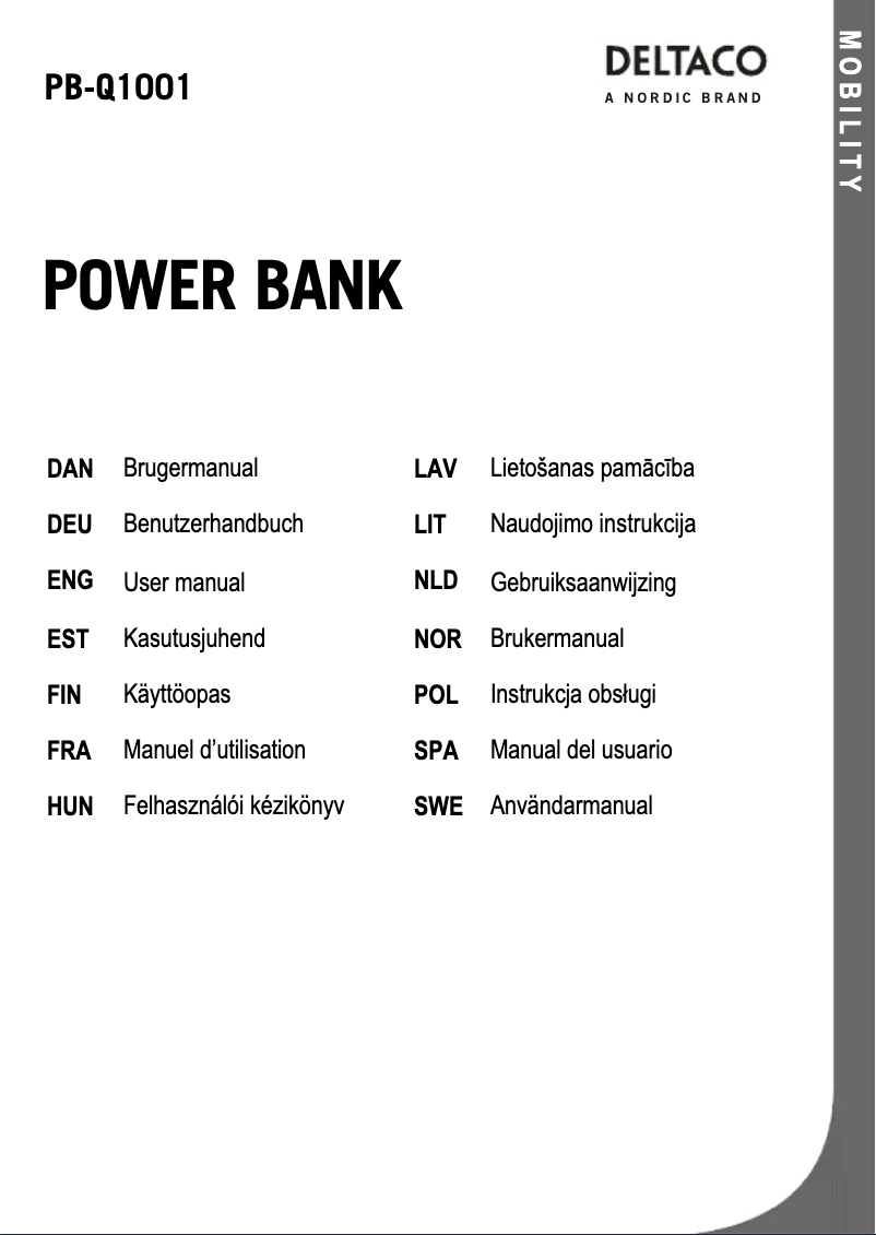 Página 1 del manual Manual de usuario Deltaco PB-Q1001
