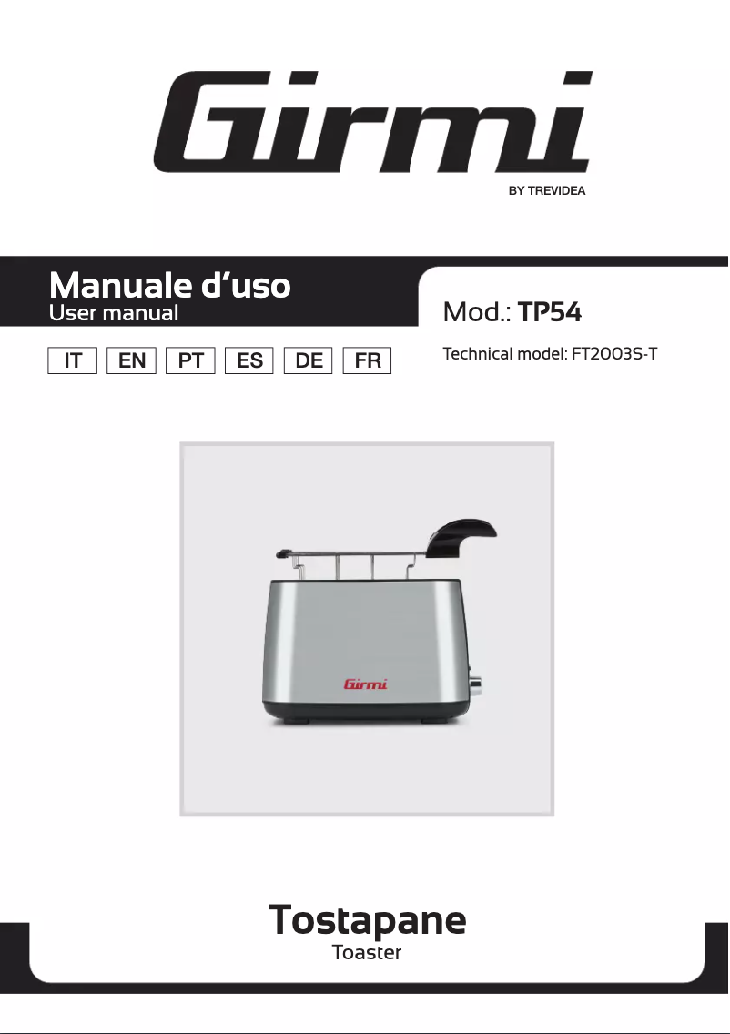 Page 1 de la notice Manuel utilisateur Girmi TP54