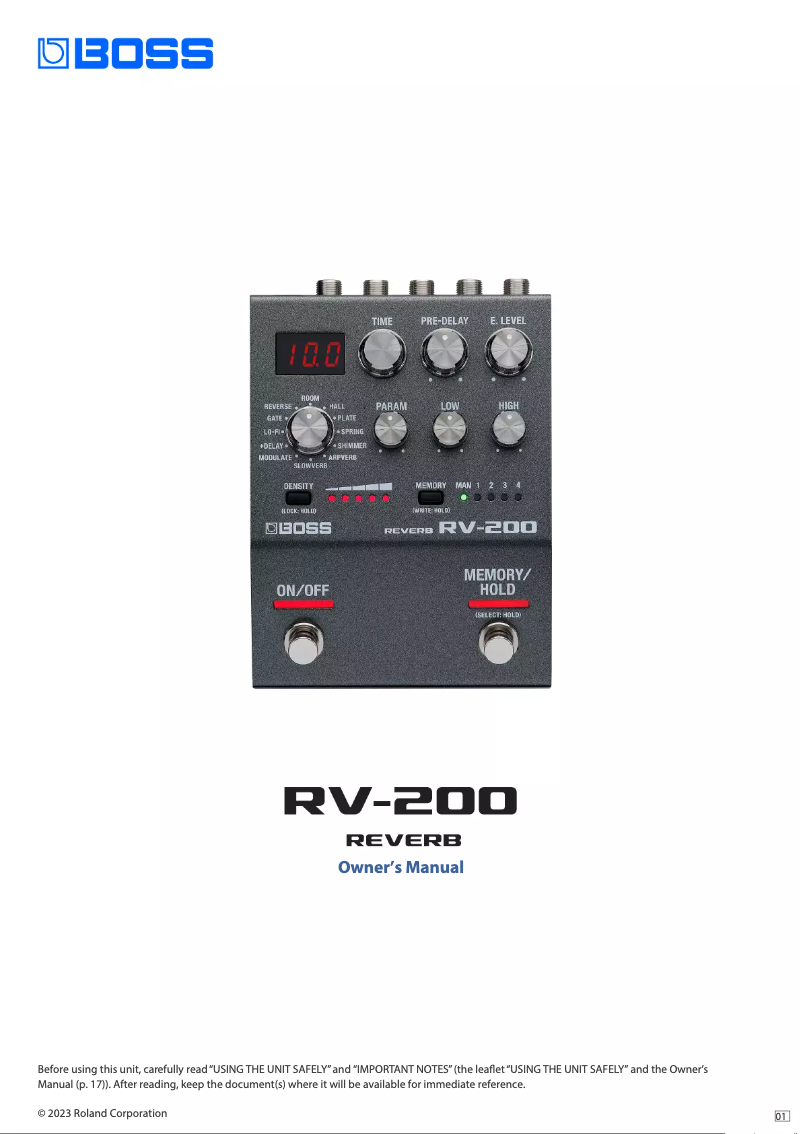 Image de la première page du manuel de l'appareil Reverb RV-200