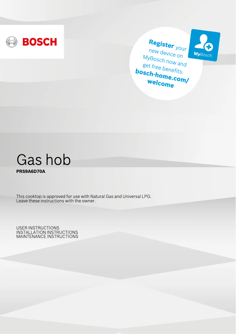 Page 1 de la notice Manuel utilisateur Bosch PRS9A6D70A