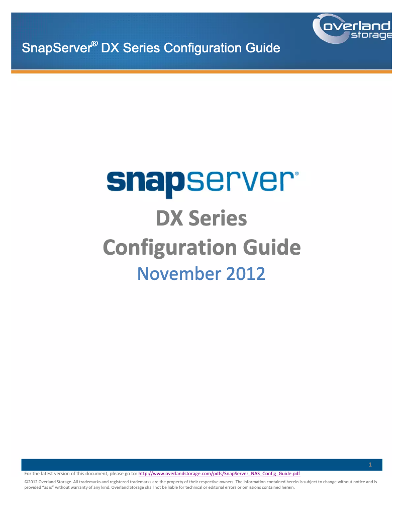 Image de la première page du manuel de l'appareil SnapServer DX2