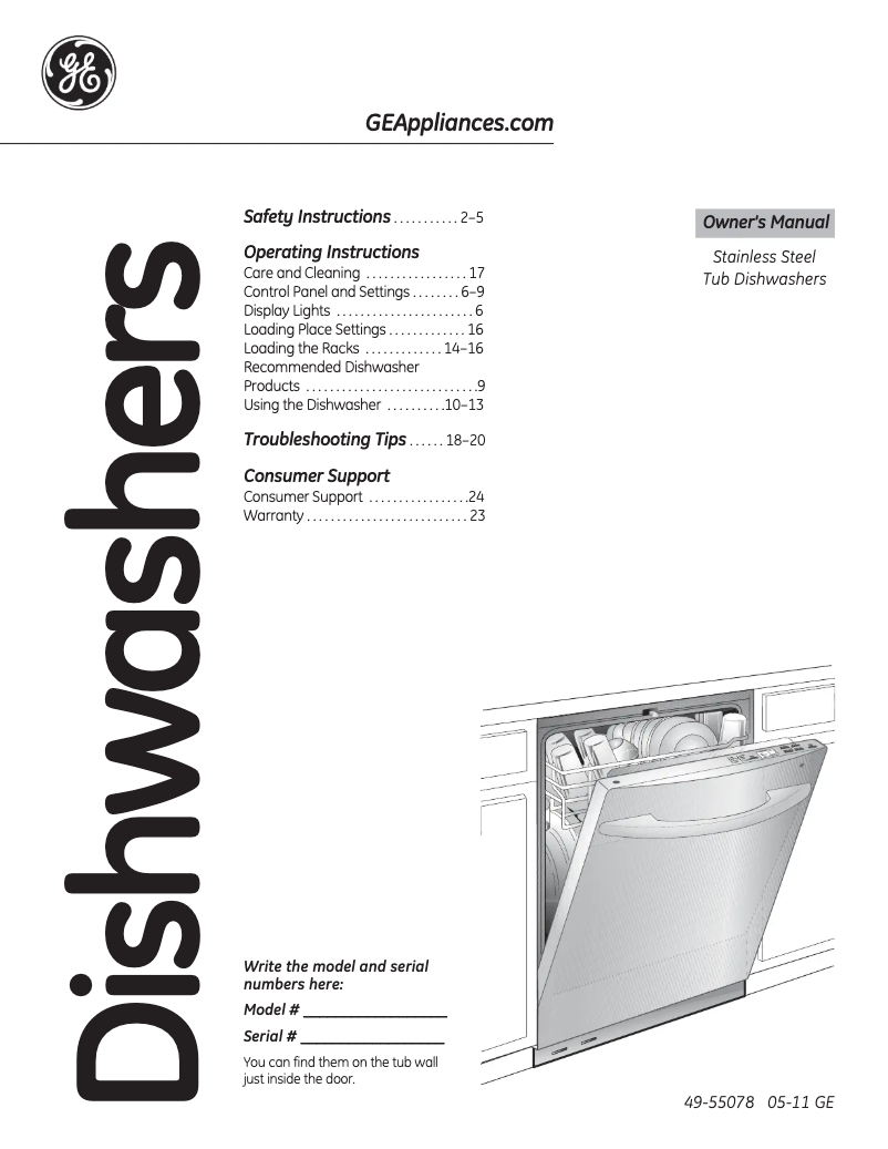 Page 1 de la notice Mode d'emploi GE PDWT300VBB