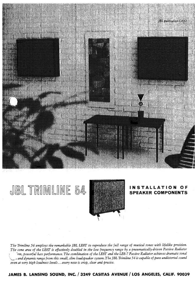 Page n°1 - Manuel utilisateur JBL Trimline 54