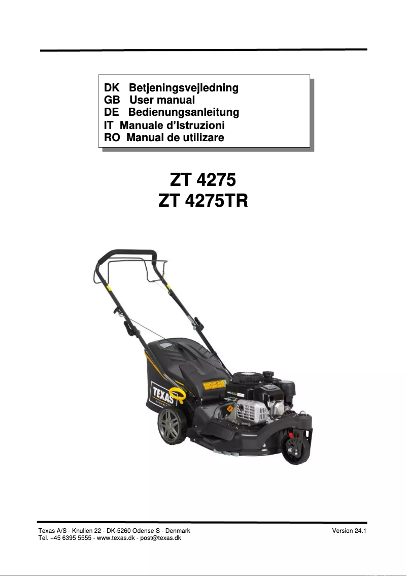 Page 1 de la notice Manuel utilisateur Texas ZT 4275TR