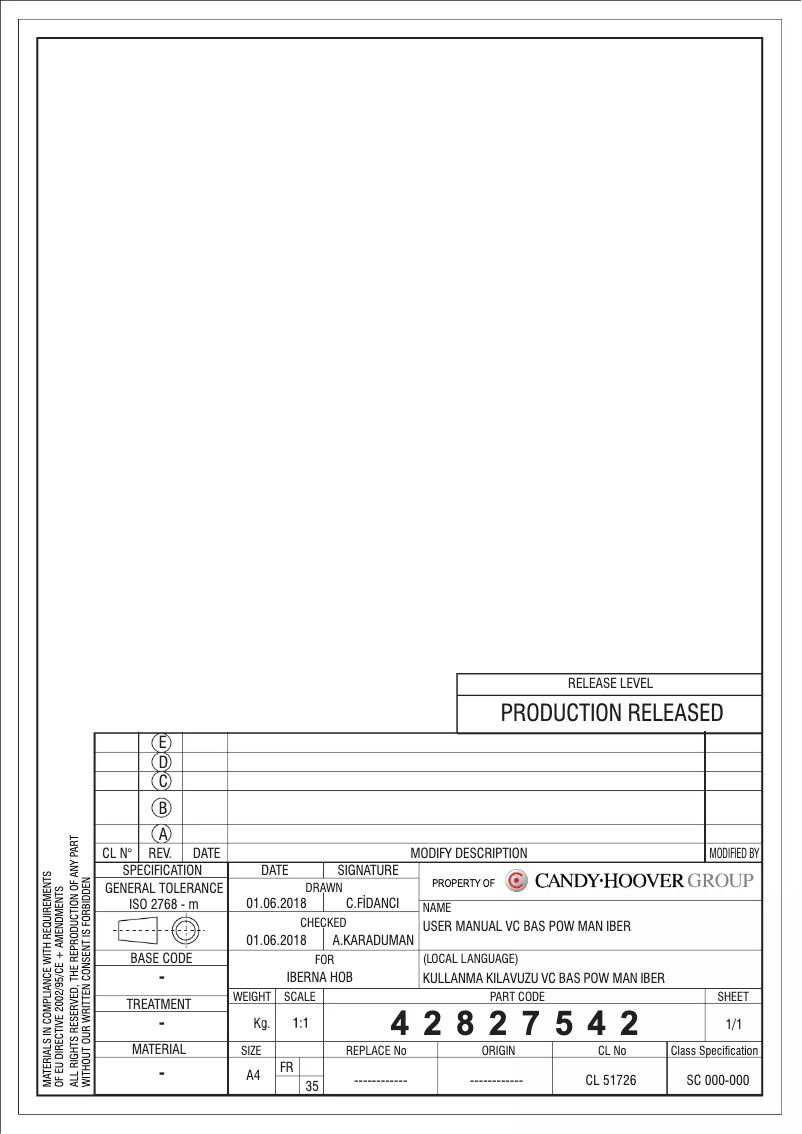 Page n°1 - Manuel utilisateur Iberna IBHC 605