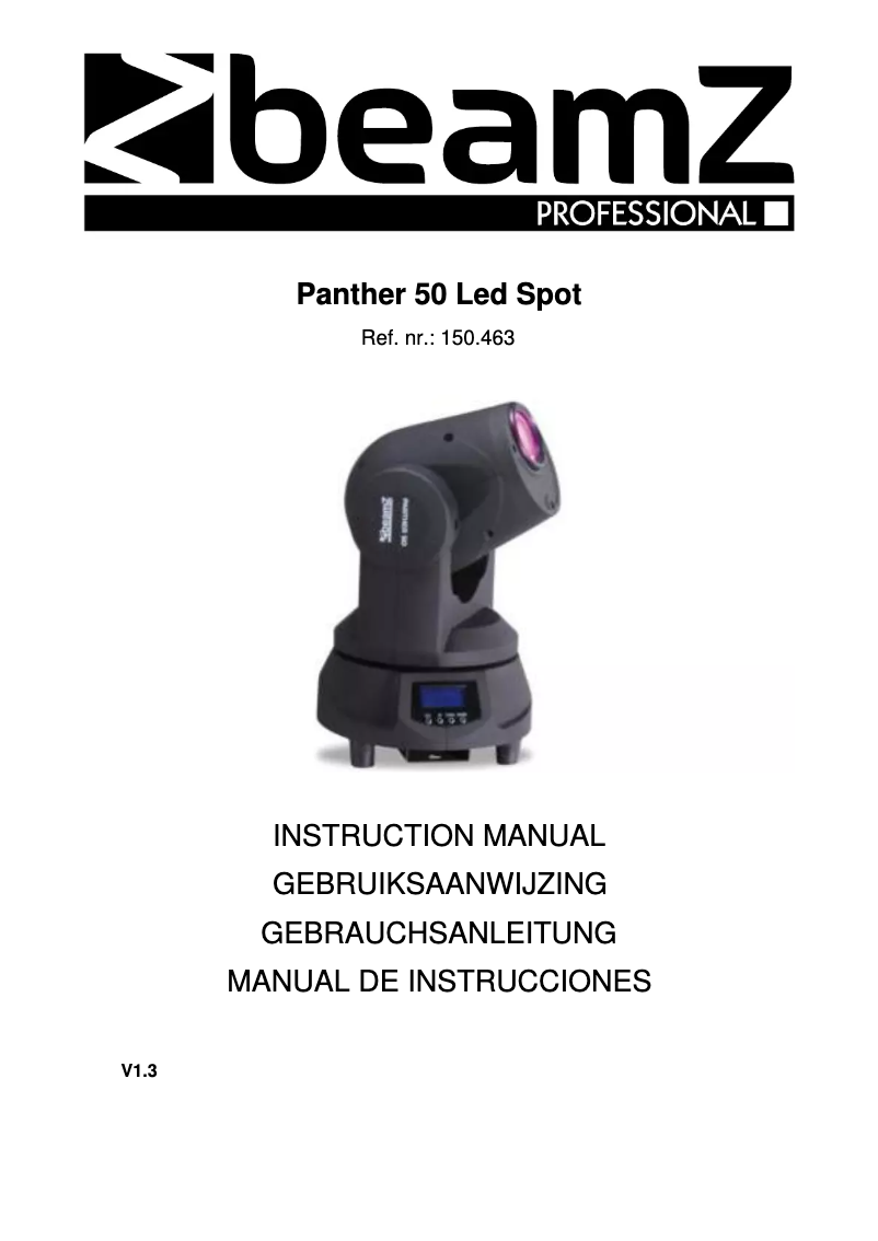 Page n°1 - Manuel utilisateur BeamZ Panther 50