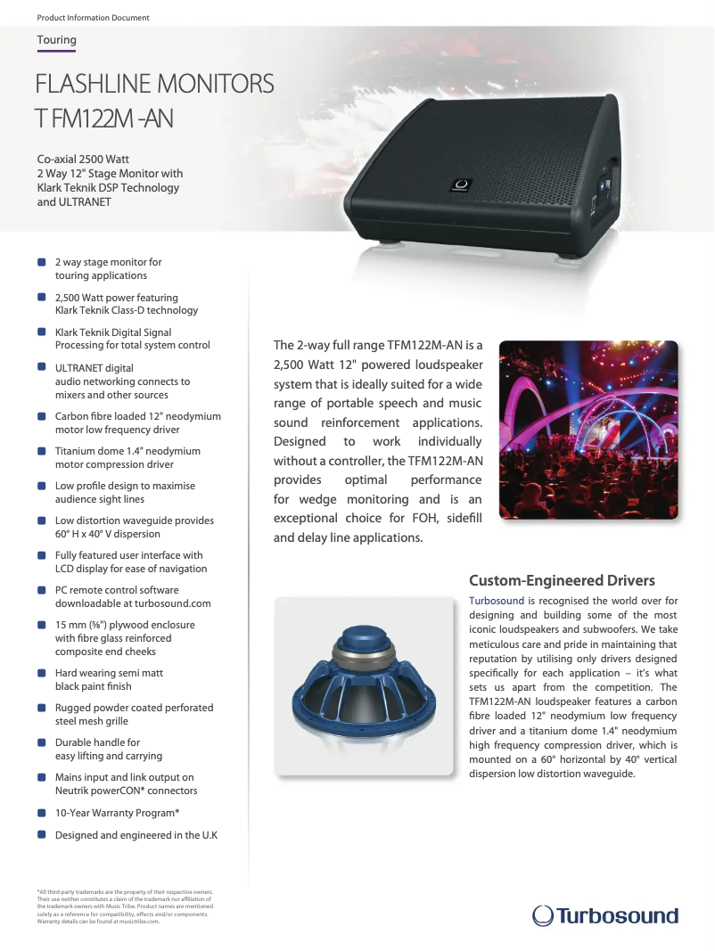 Page n°1 - Fiche technique Turbosound TFM122M-AN