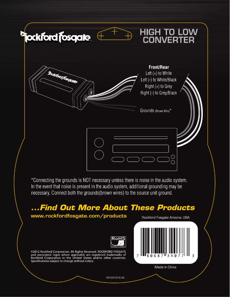 Page 1 de la notice Manuel utilisateur Rockford Fosgate RF-HLC