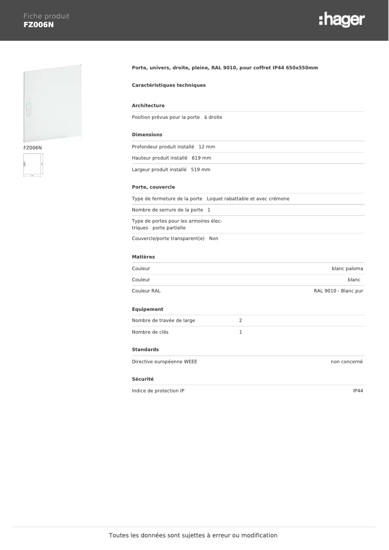 Image de la première page du manuel de l'appareil FZ006N