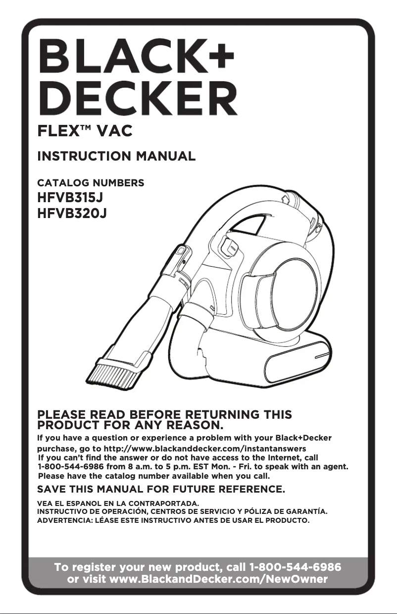 Image de la première page du manuel de l'appareil Dustbuster HFVB315J22
