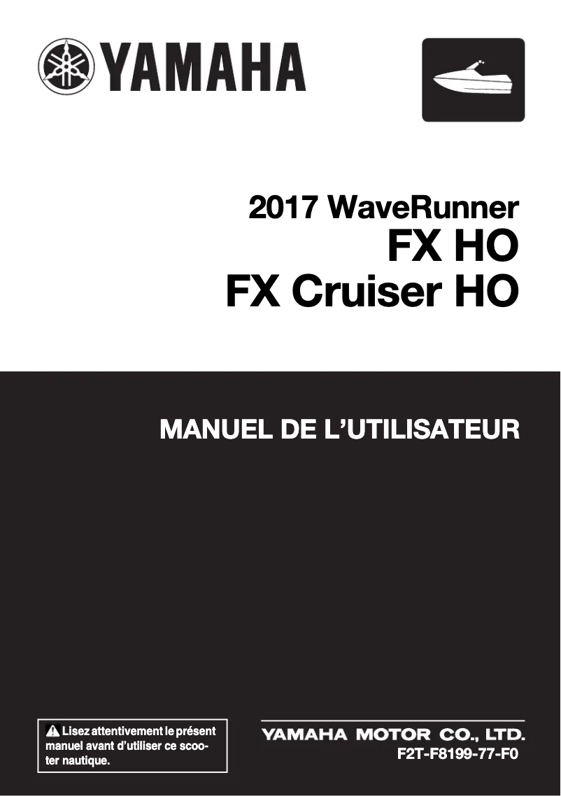 Page n°1 - Manuel utilisateur Yamaha WaveRunner FX HO Cruiser (2017)