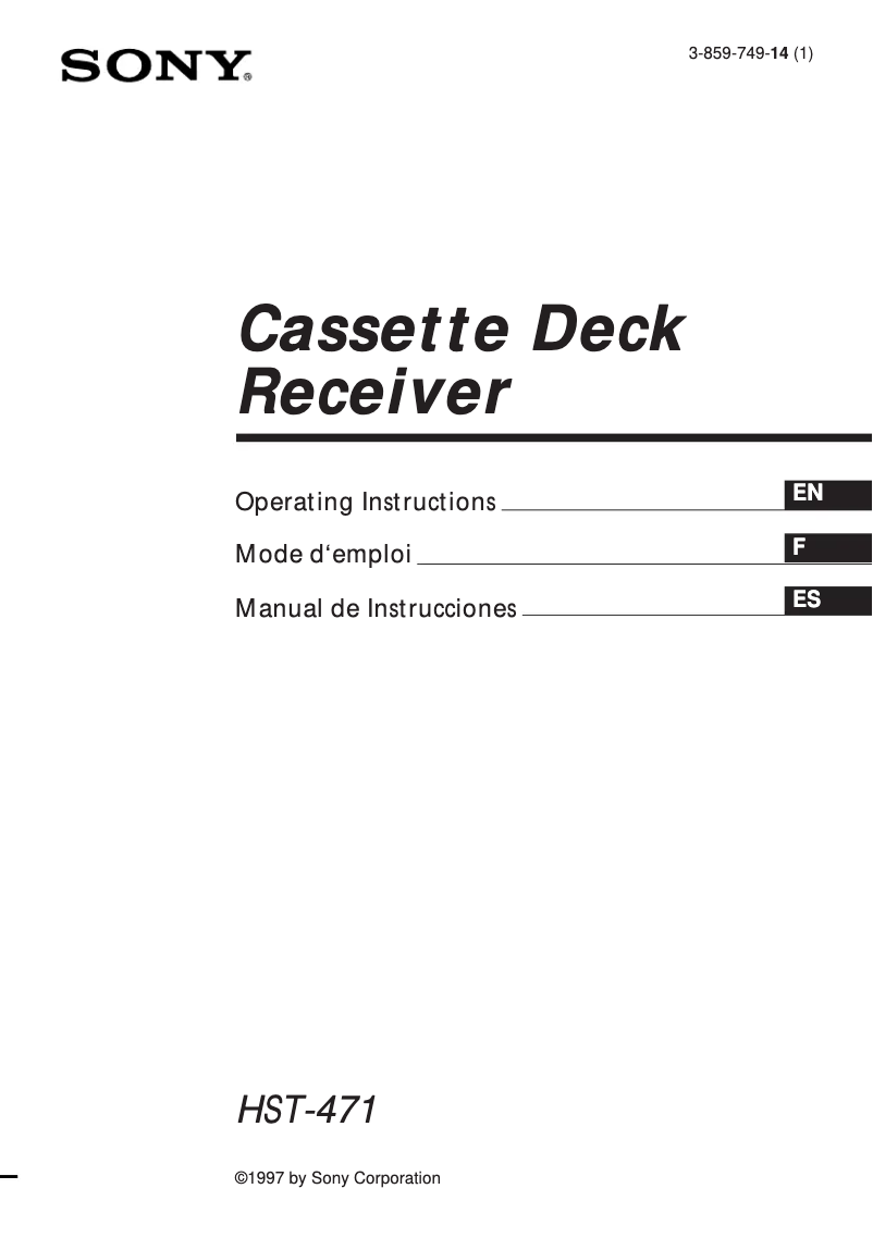 Page 1 de la notice Manuel utilisateur Sony HST-471