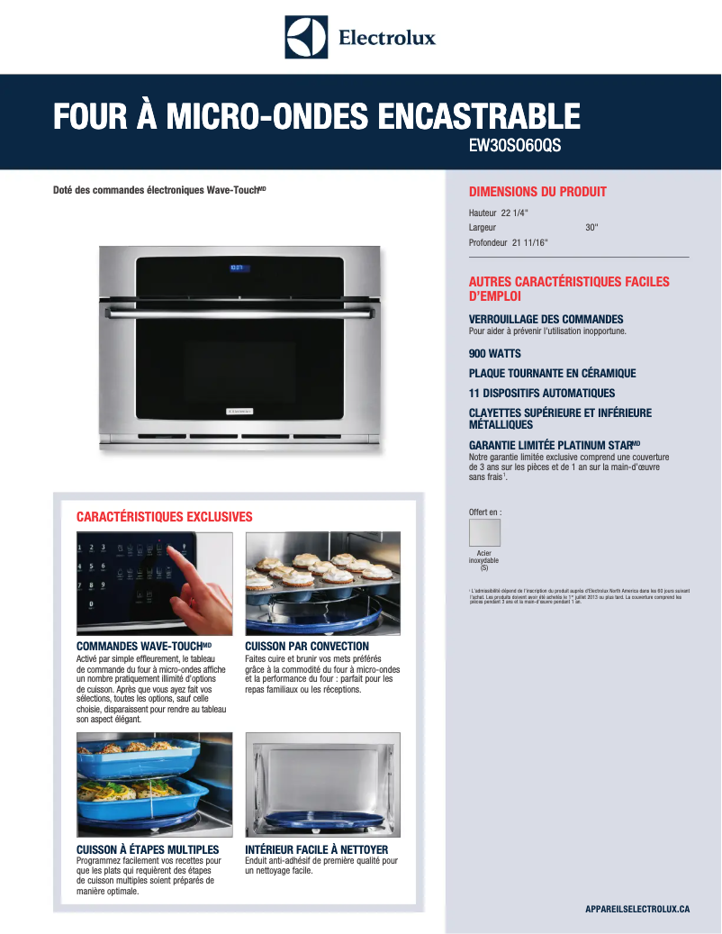 Página 1 del manual Ficha técnica Electrolux EW30SO60QS