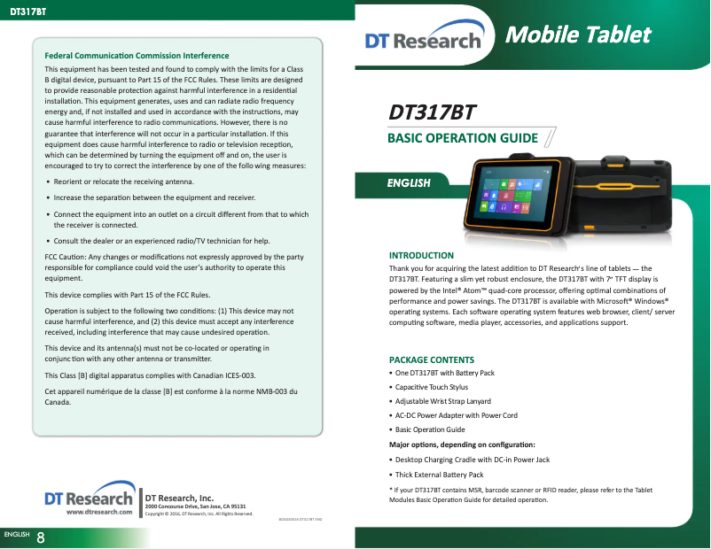 Página 1 del manual Manual de usuario DT Research DT317BT