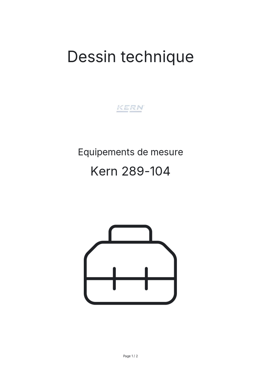 Page n°1 - Dessin technique Kern 289-104