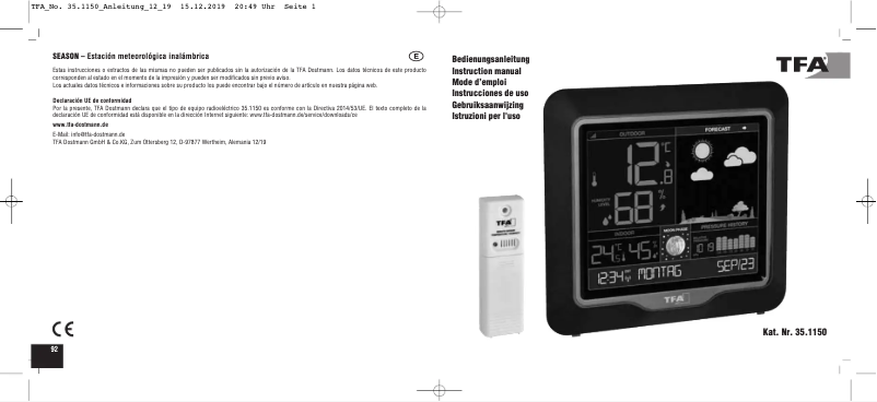 Page 1 de la notice Manuel utilisateur TFA Season 35.1150