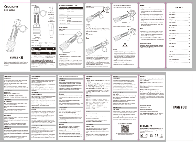 Page 1 de la notice Manuel utilisateur Olight Warrior X 3