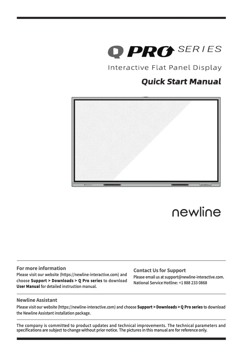 Page 1 de la notice Manuel utilisateur Newline TT-8624QPRO