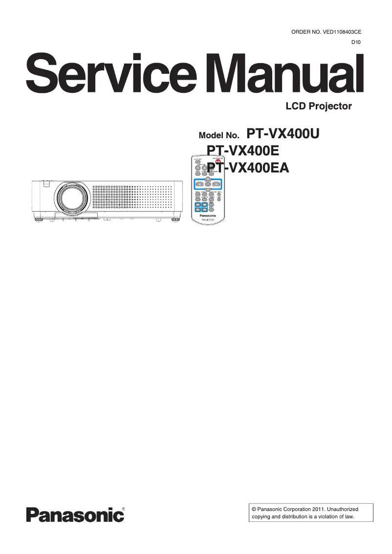 Page n°1 - Manuel utilisateur Panasonic PT-VX400EAJ