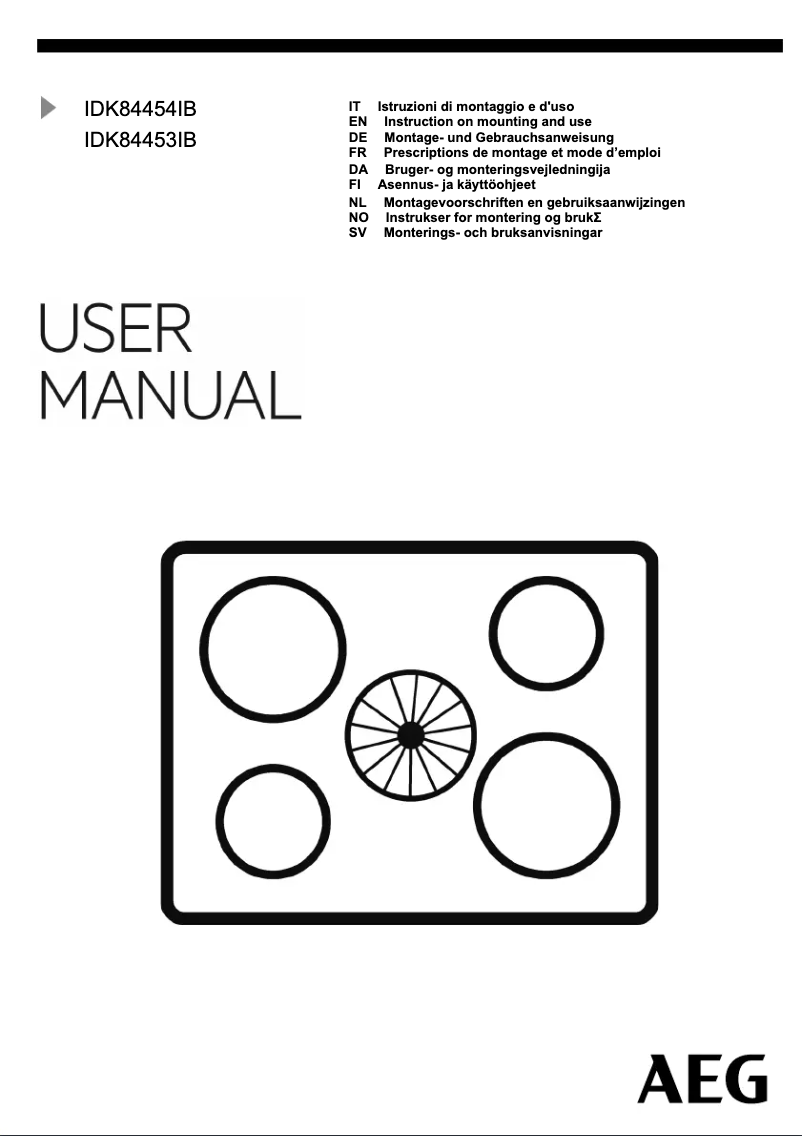 Page 1 de la notice Manuel utilisateur AEG IDK84454IB