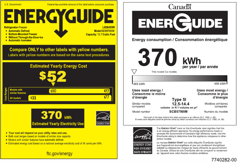 Page n°1 - Label énergétique Liebherr SCB5790IM