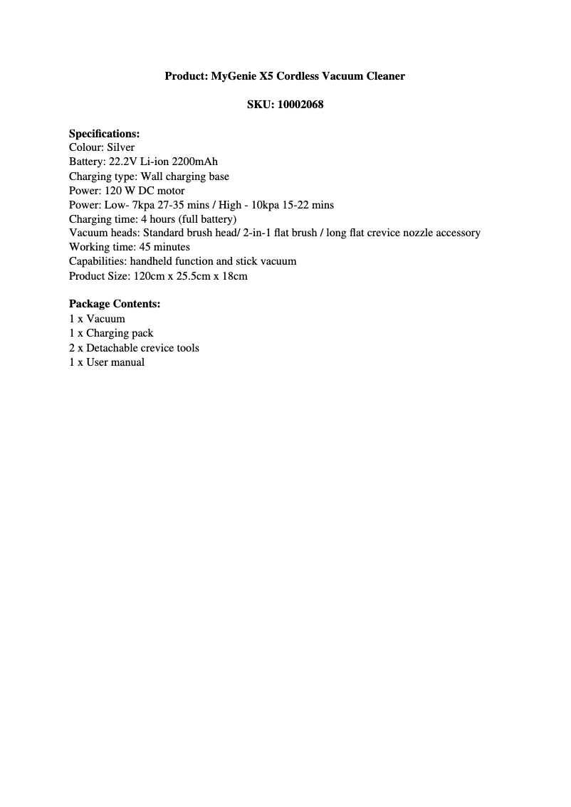 Image de la première page du manuel de l'appareil X5