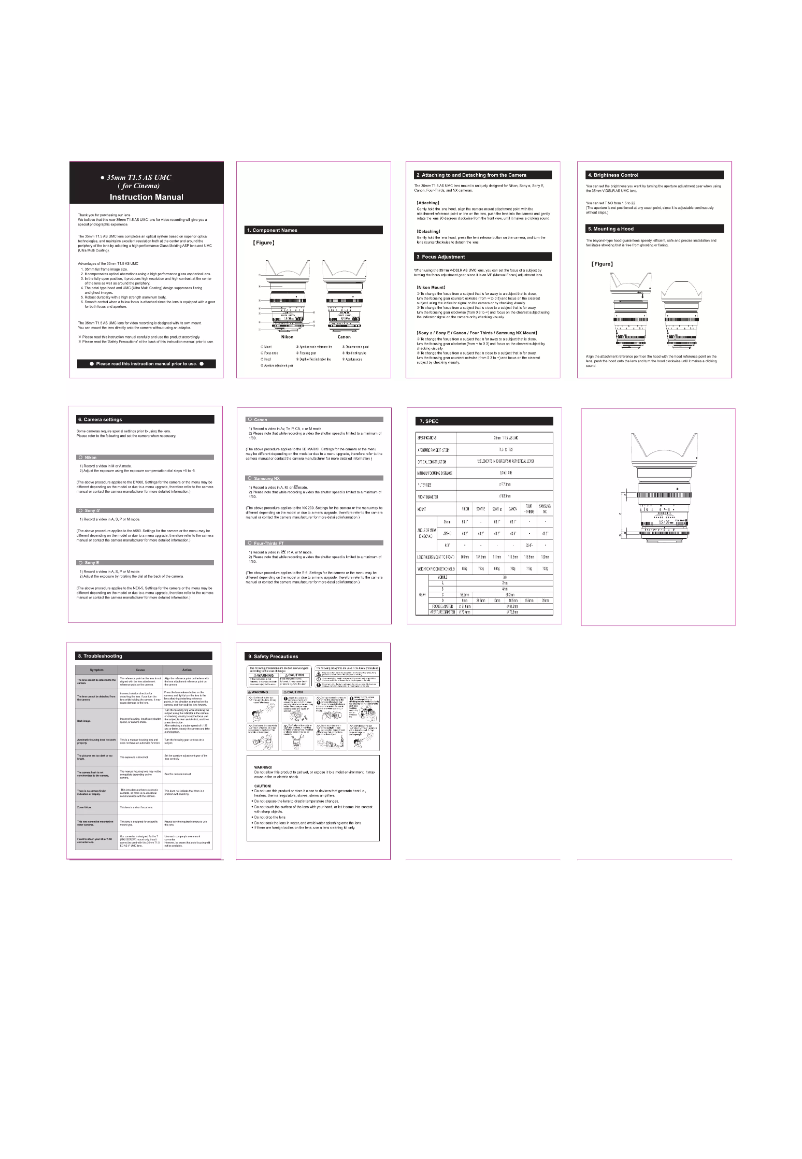 Page n°1 - Manuel utilisateur Rokinon Cine DS DS35M-NEX
