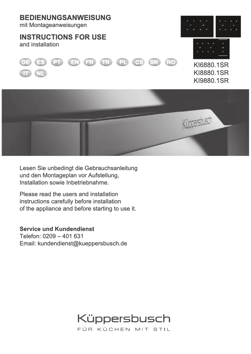 Page 1 de la notice Manuel utilisateur Küppersbusch KI8880.1SR