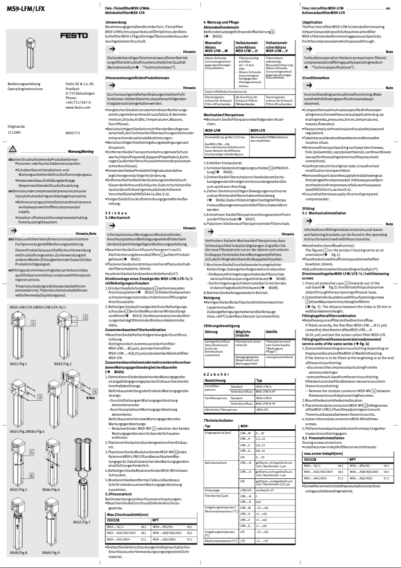Page 1 de la notice Manuel utilisateur Festo MS9-LFM