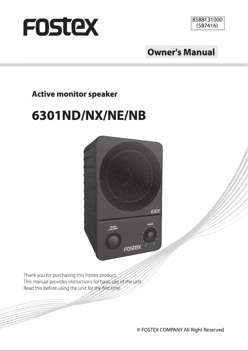 Page 1 of the manual User Manual Fostex 6301NB