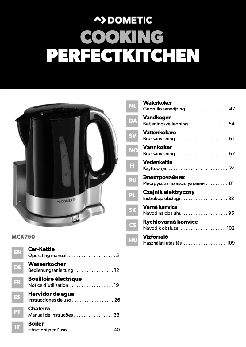 Page n°1 - Manuel utilisateur Dometic MCK750