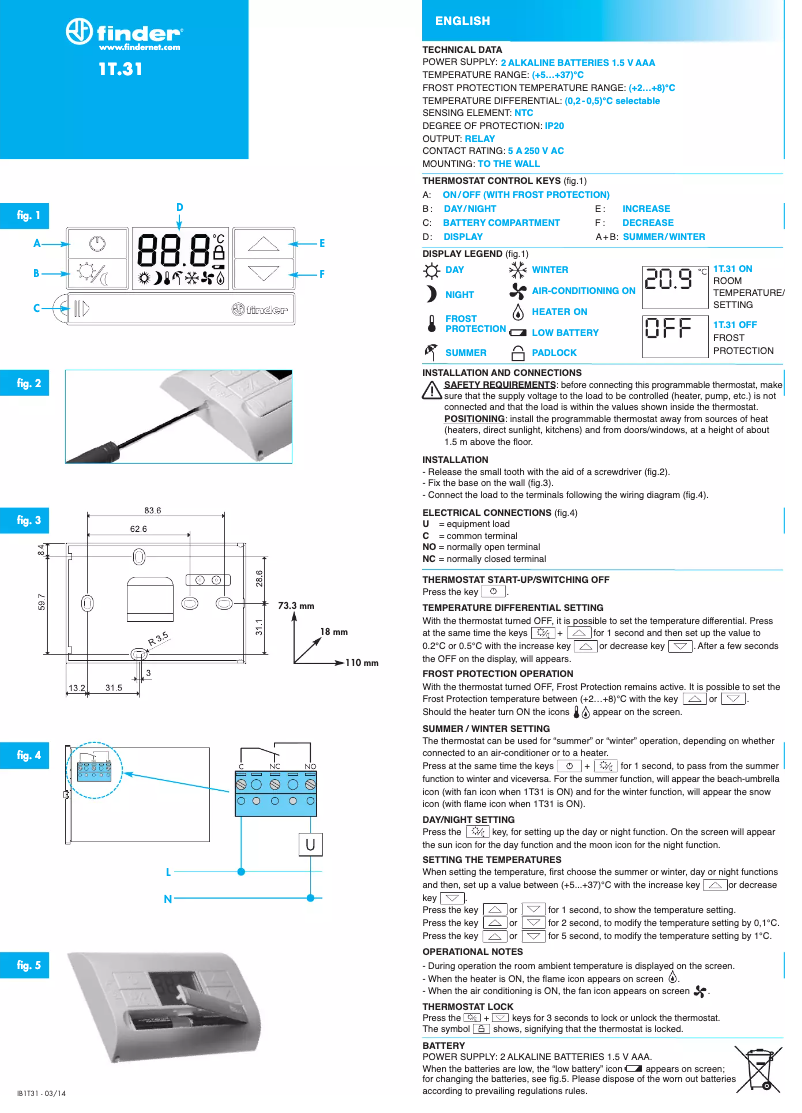 Page 1 de la notice Manuel utilisateur Finder 1T.31