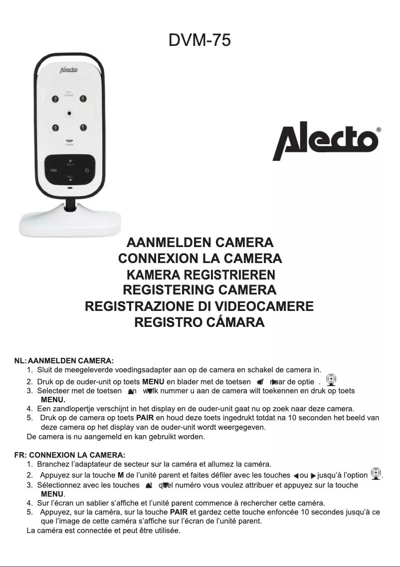 Page 1 de la notice Manuel utilisateur Alecto DVM-75C