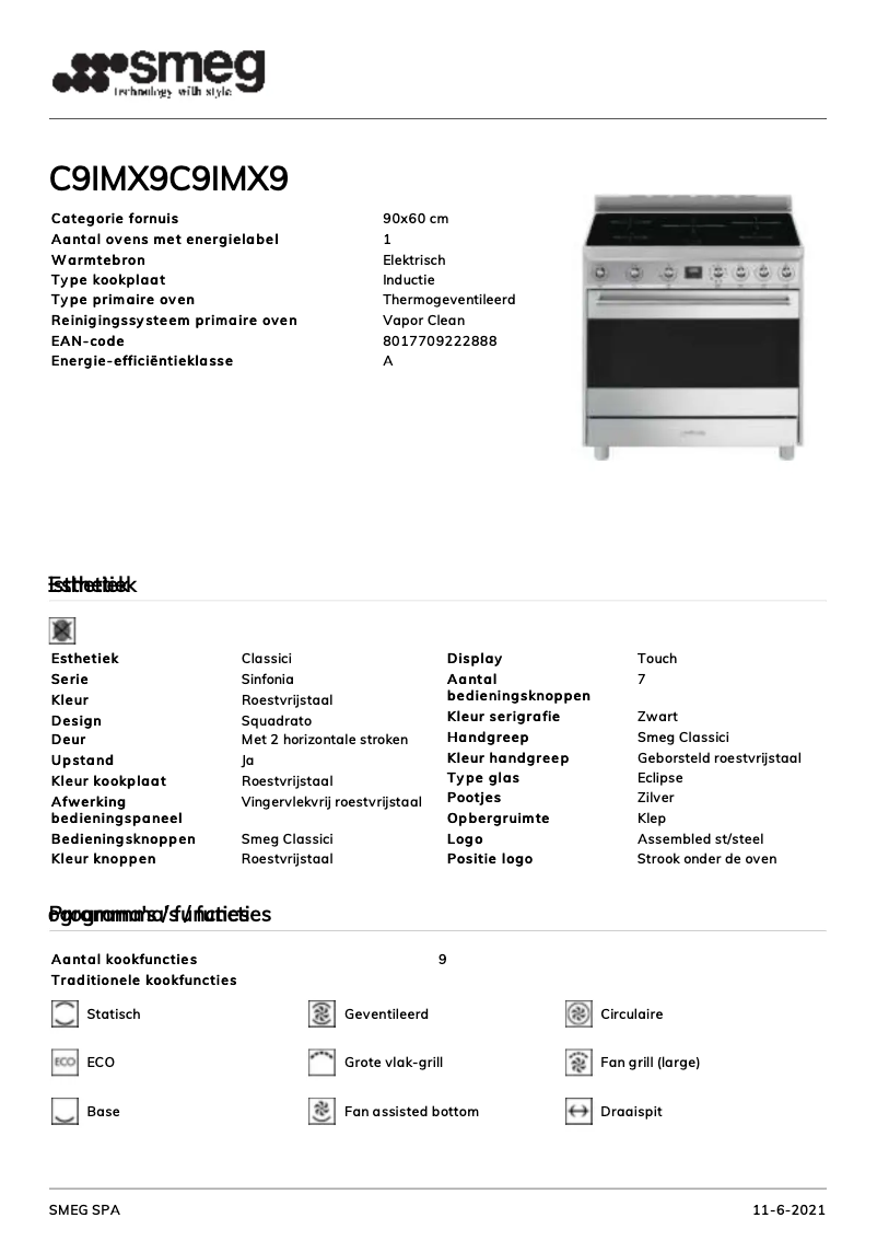 Page 1 de la notice Manuel utilisateur Smeg C9IMX9