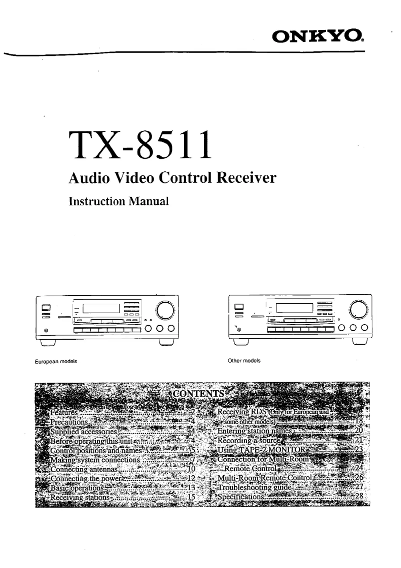 Page 1 de la notice Manuel utilisateur Onkyo TX-8511