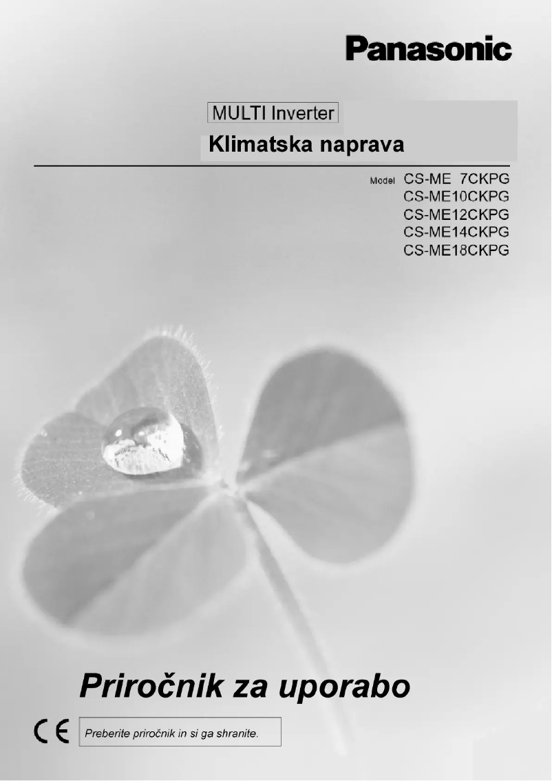 Page n°1 - Manuel utilisateur Panasonic CS-ME7CKPG